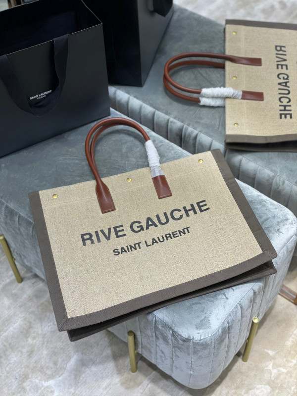 Y*L rive gauche tote bag in linen and leather