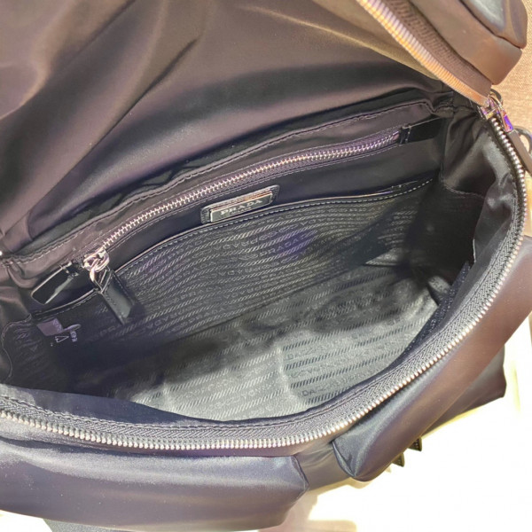 Pra*a signaux nylon and leather hobo bag