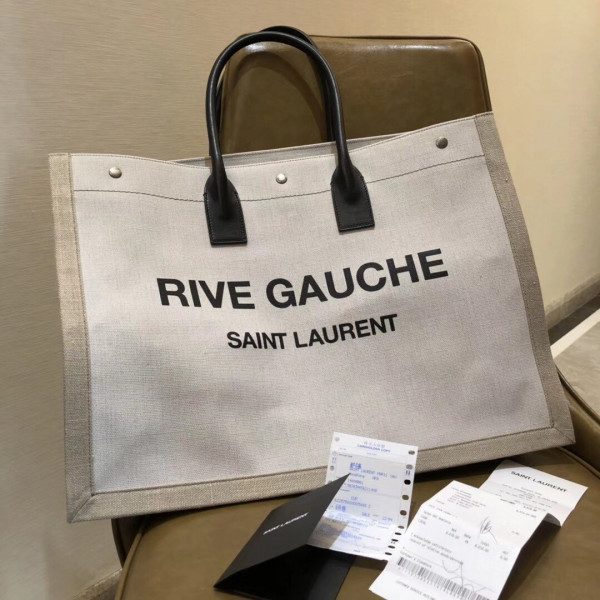 Y*L rive gauche tote bag in linen and leather