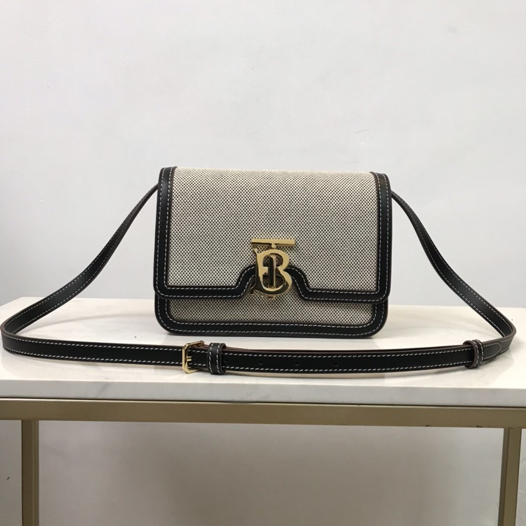 B**rry two-tone canvas and leather tb bag