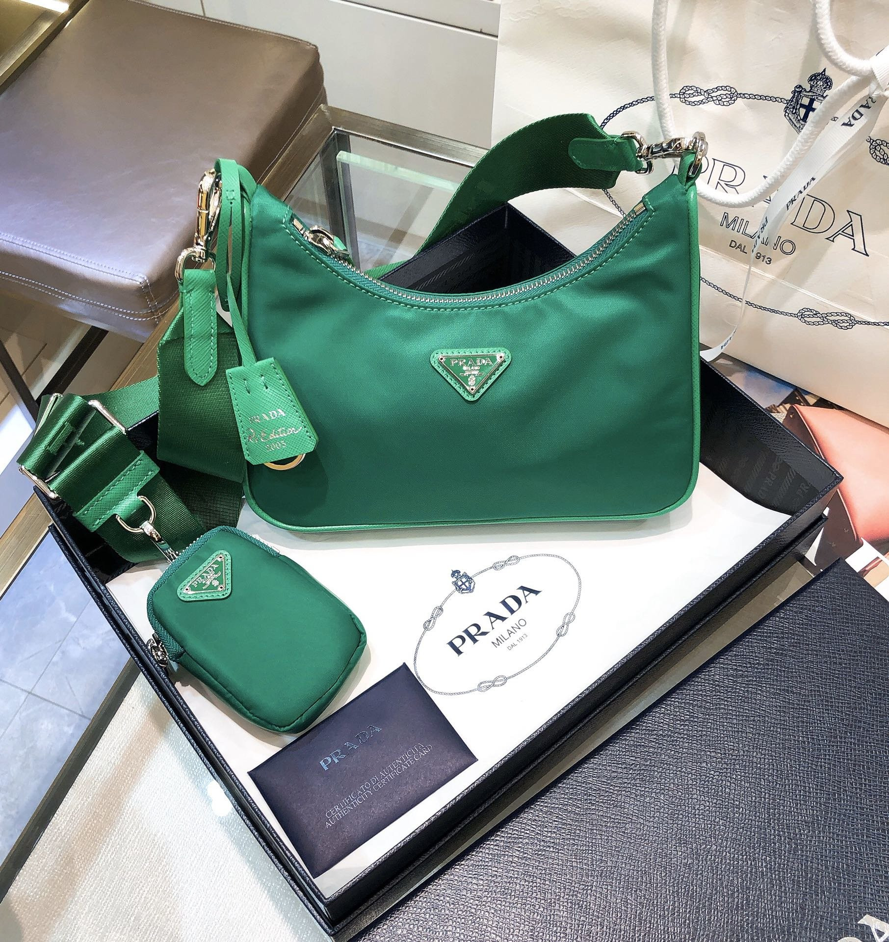 Pra*a nylon hobo bag